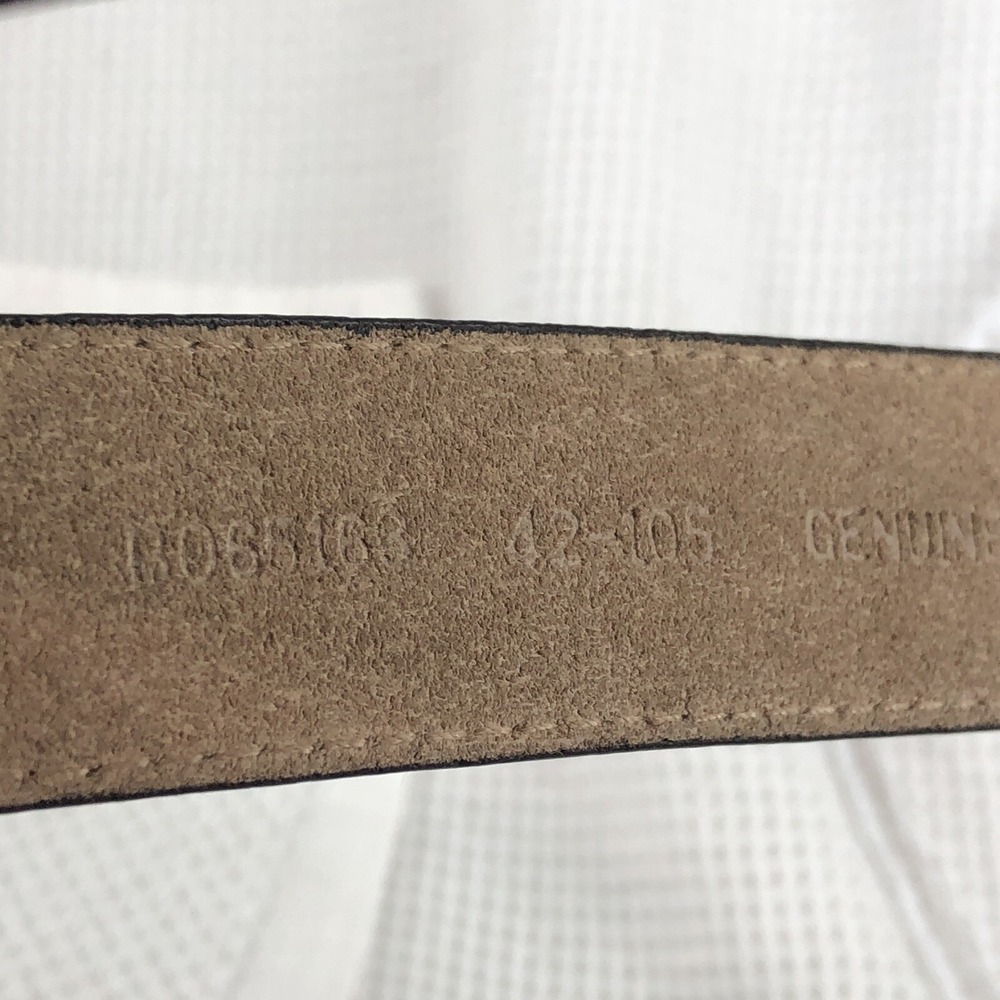 Designer Dress Belt 42 Brass Buckle Genuine Italian Calfskin Leather 1-1/4" Wide - Picture 6 of 11